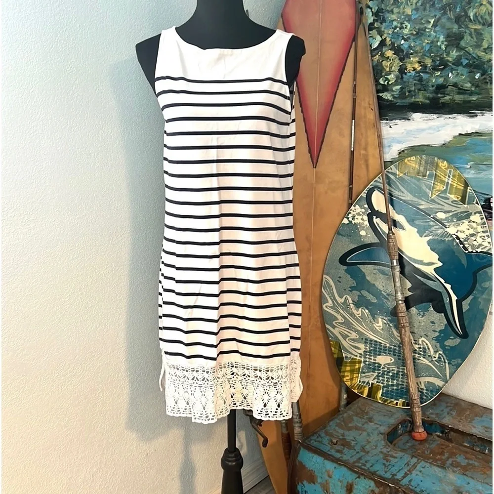⚓️Lauren Jean Company, Ralph Lauren, Navy & White YachtWear Cotton Dress,Size M - Picture 6 of 11